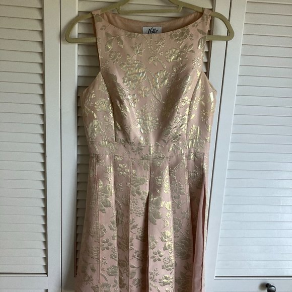 Max & Co. Cocktail Dress Size 4 - Pale Pink with Gold Floral - Picture 1 of 5